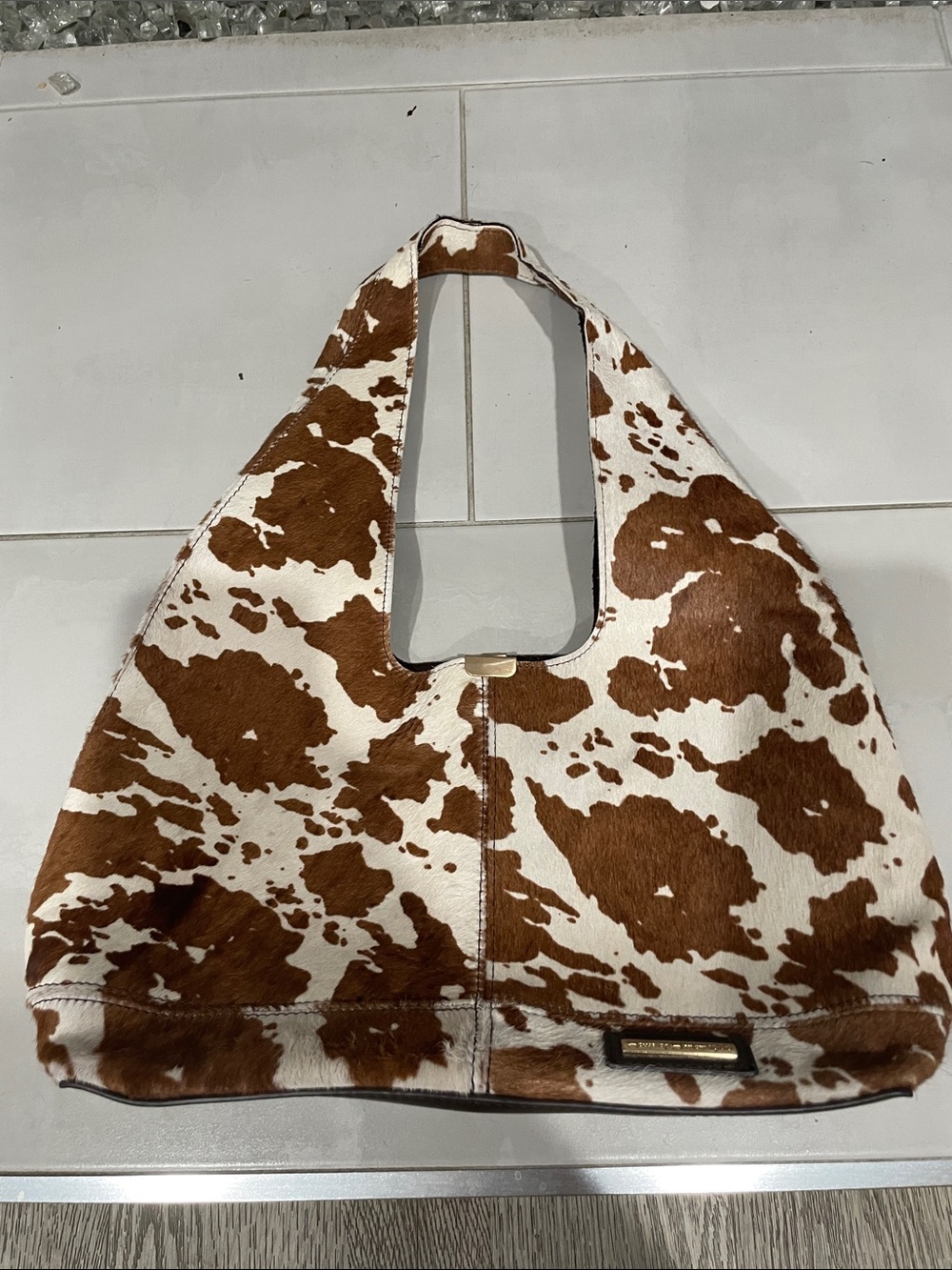 House of Harlow 1960 Brown and White Genuine Cowhide-Hobo Shoulder Bag - Picture 8 of 10